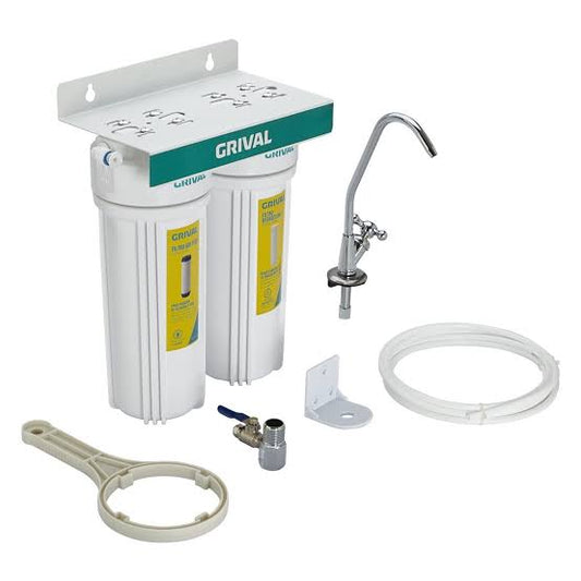 Sistema de filtración doble bajo mesón con prefiltro de sedimentos y filtro de carbón